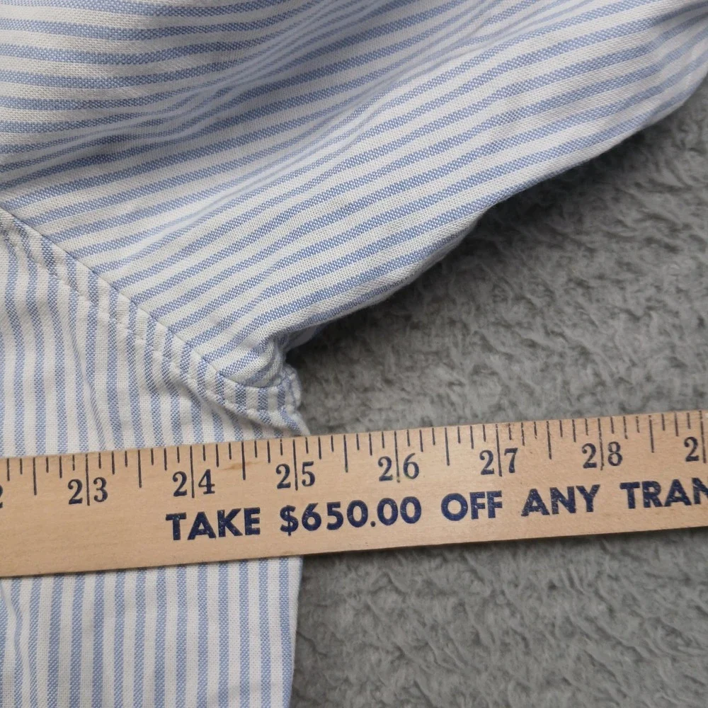 Banana Republic Organic Cotton Shirt Men's XL Blue White Stripe Untucked‎ Fit
